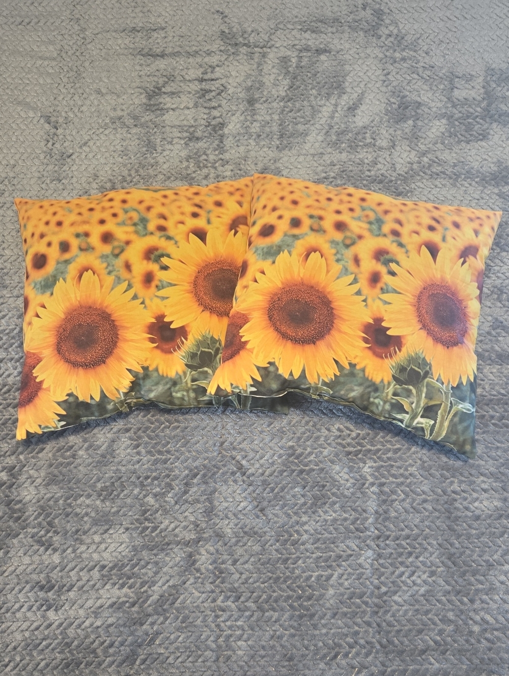 Sunflower Print Decorative Pillows - Bright Yellow Set Of 2